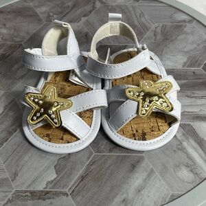 HB Baby Sandals White Gold Starfish 0-6M Infant Shoes Summer Beach Sandals